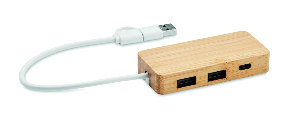 3-portowy bambusowy hub USB